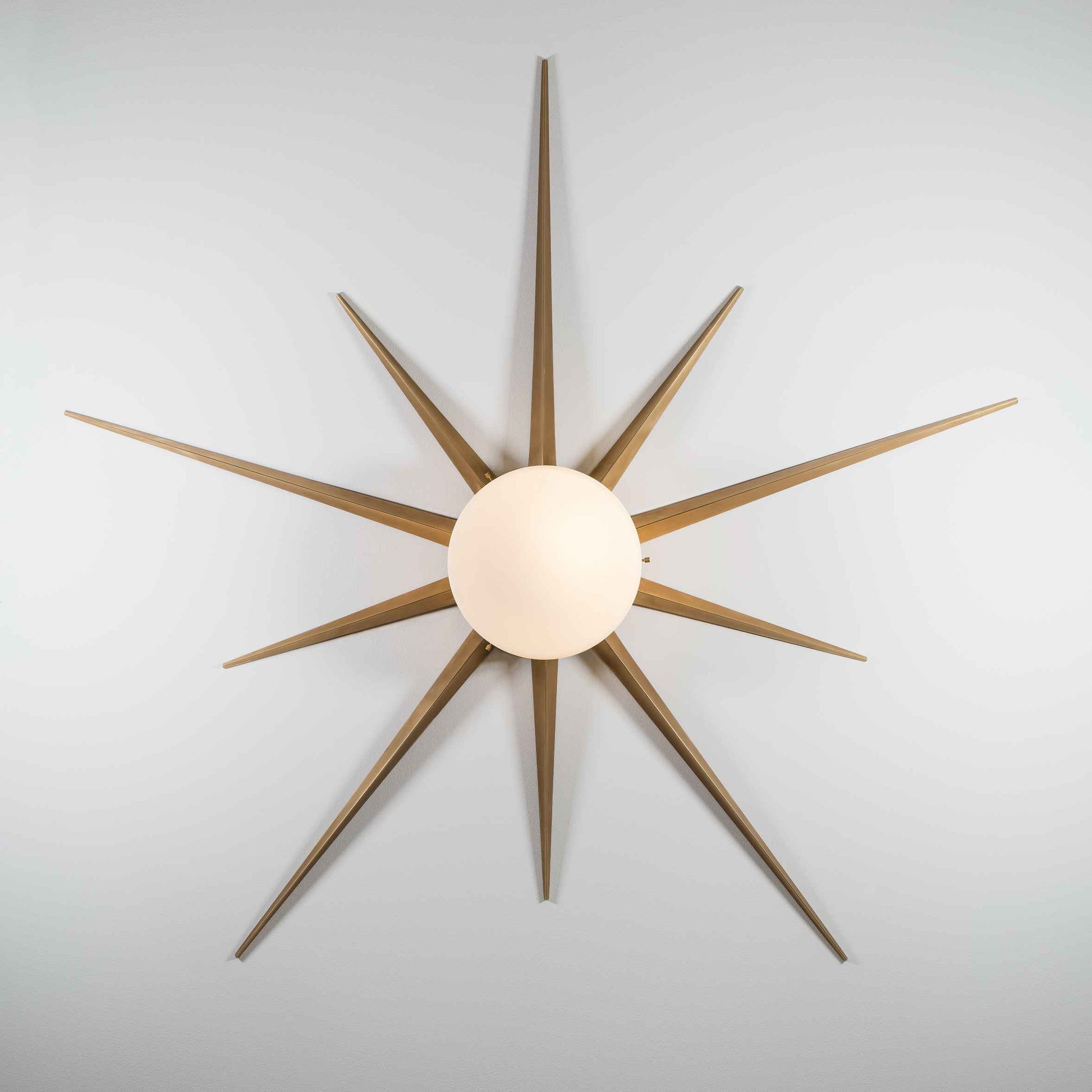 Design for Macha Solare Capri Ceiling or Wall-Mounted Polished Brushed Ten-Armed Brass Lamp