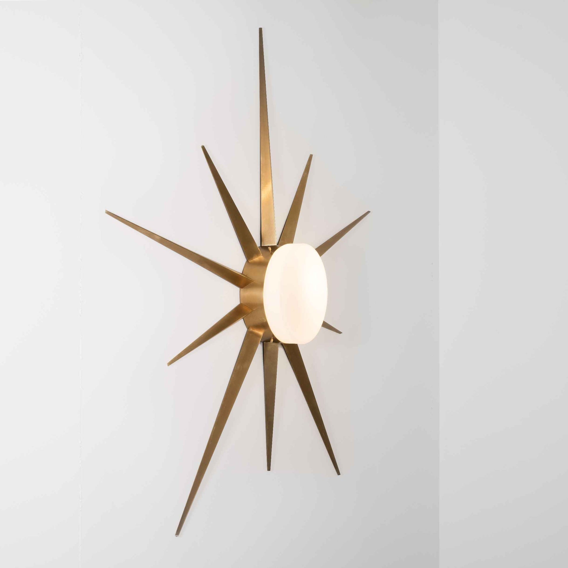 Design for Macha Solare Capri Ceiling or Wall-Mounted Unpolished Balanced Ten-Armed Brass Lamp