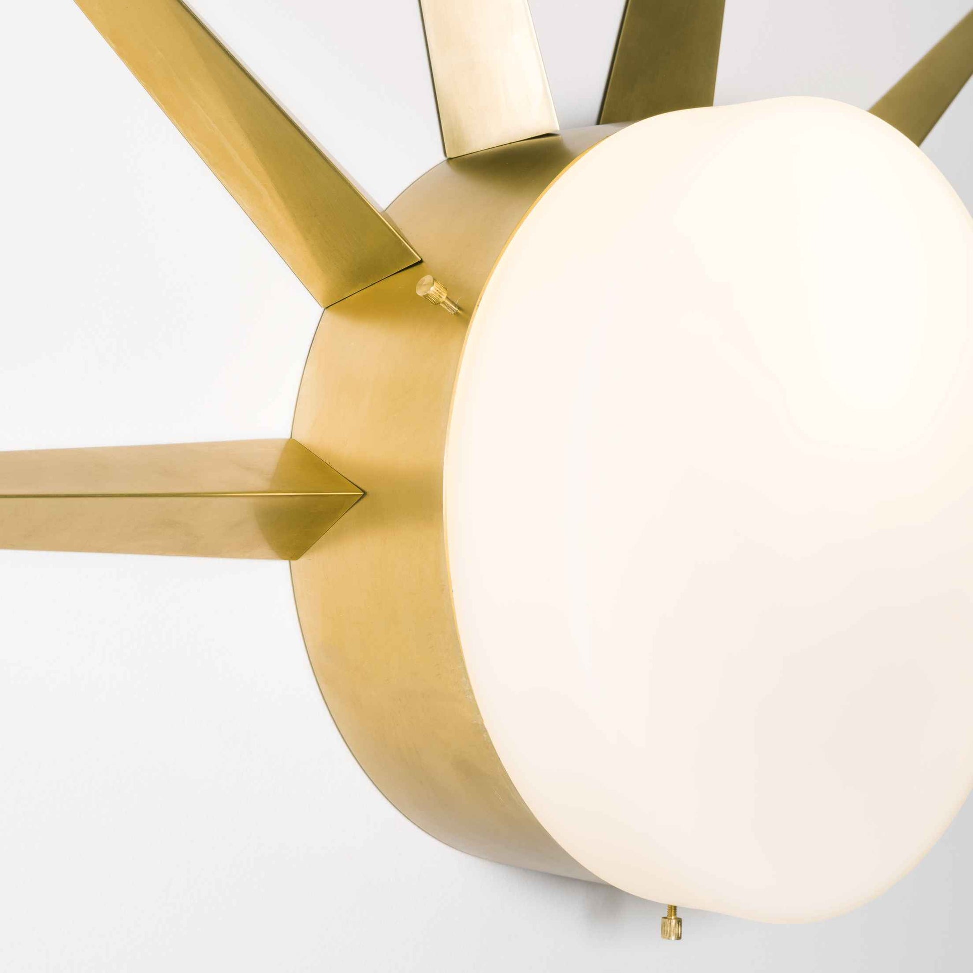Design for Macha Solare Classic Ceiling or Wall-Mounted Chromed Opaque Six-Armed Brass Lamp