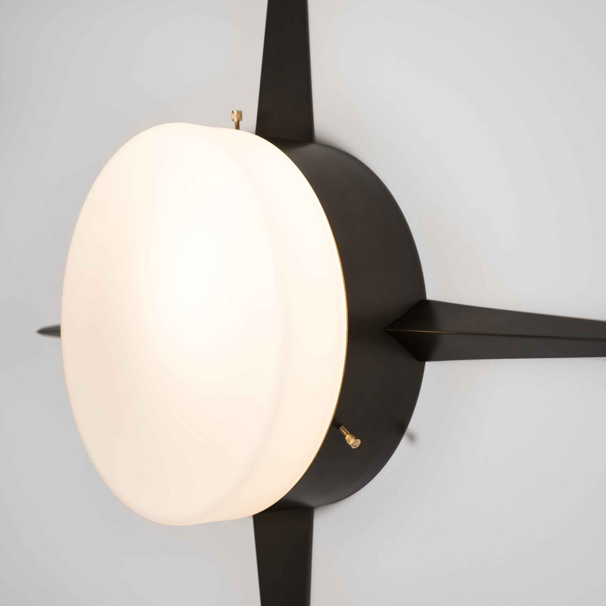 Design for Macha Solare Cross Ceiling or Wall-Mounted Chromed Opaque Four-Armed Brass Lamp