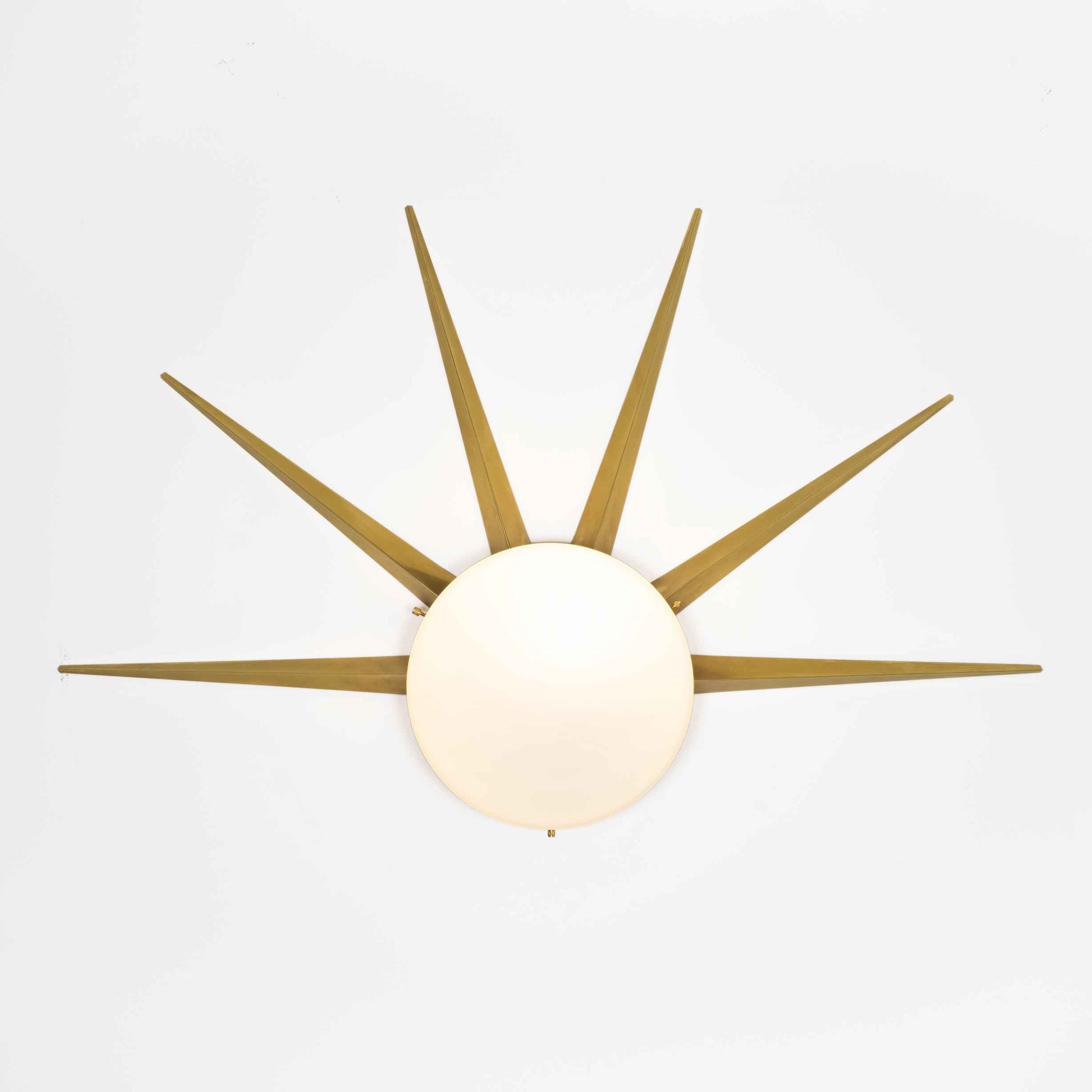 Design for Macha Solare Dawn Ceiling or Wall-Mounted Blackened Six-Armed Brass Lamp