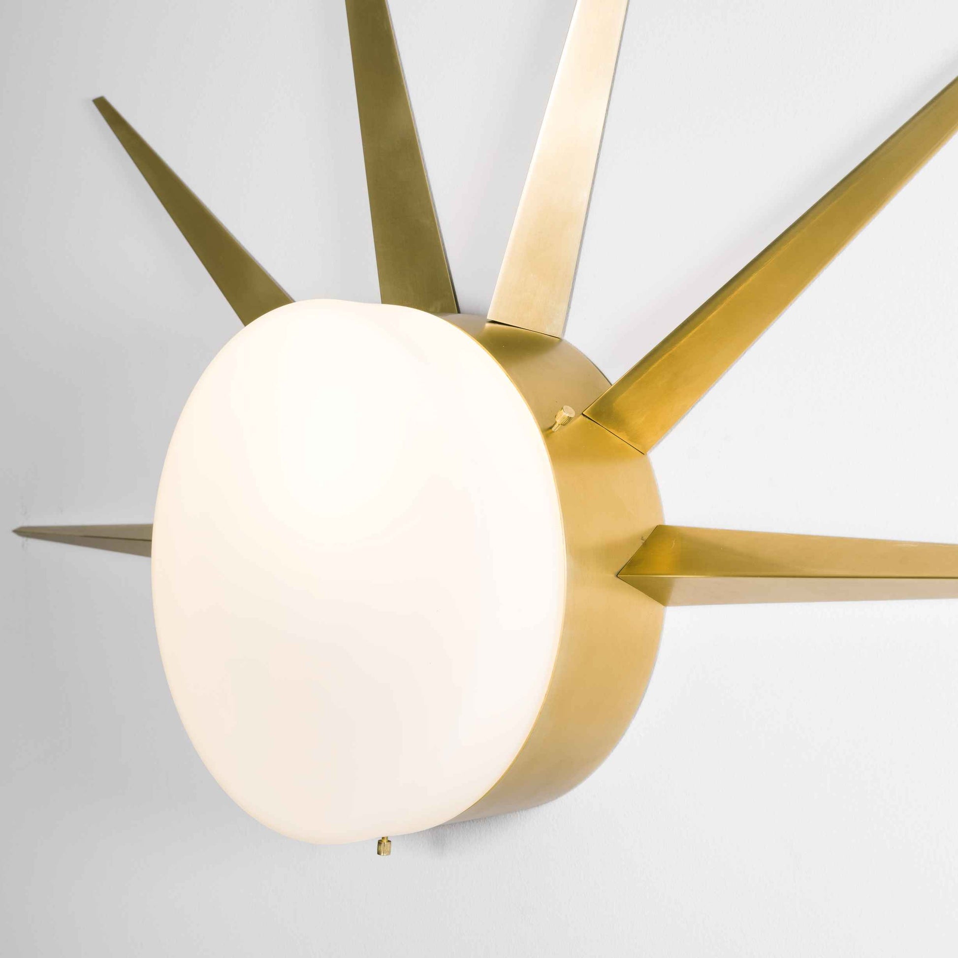 Design for Macha Solare Dawn Ceiling or Wall-Mounted Chromed Lucid Six-Armed Brass Lamp