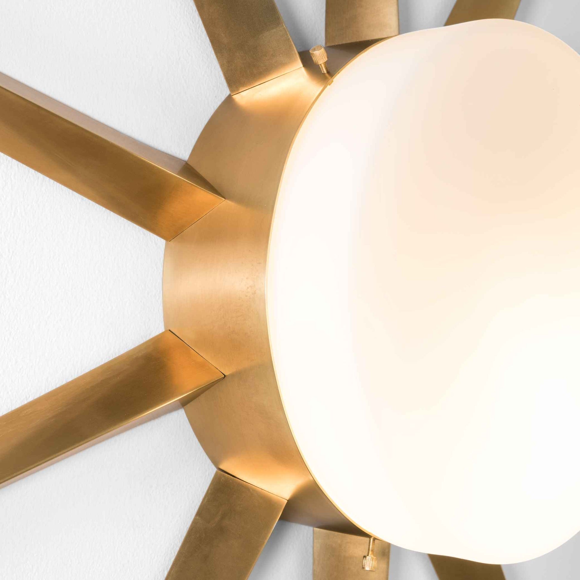 Design for Macha Solare Fireworks Ceiling or Wall-Mounted Bronze Ten-Armed Brass Lamp