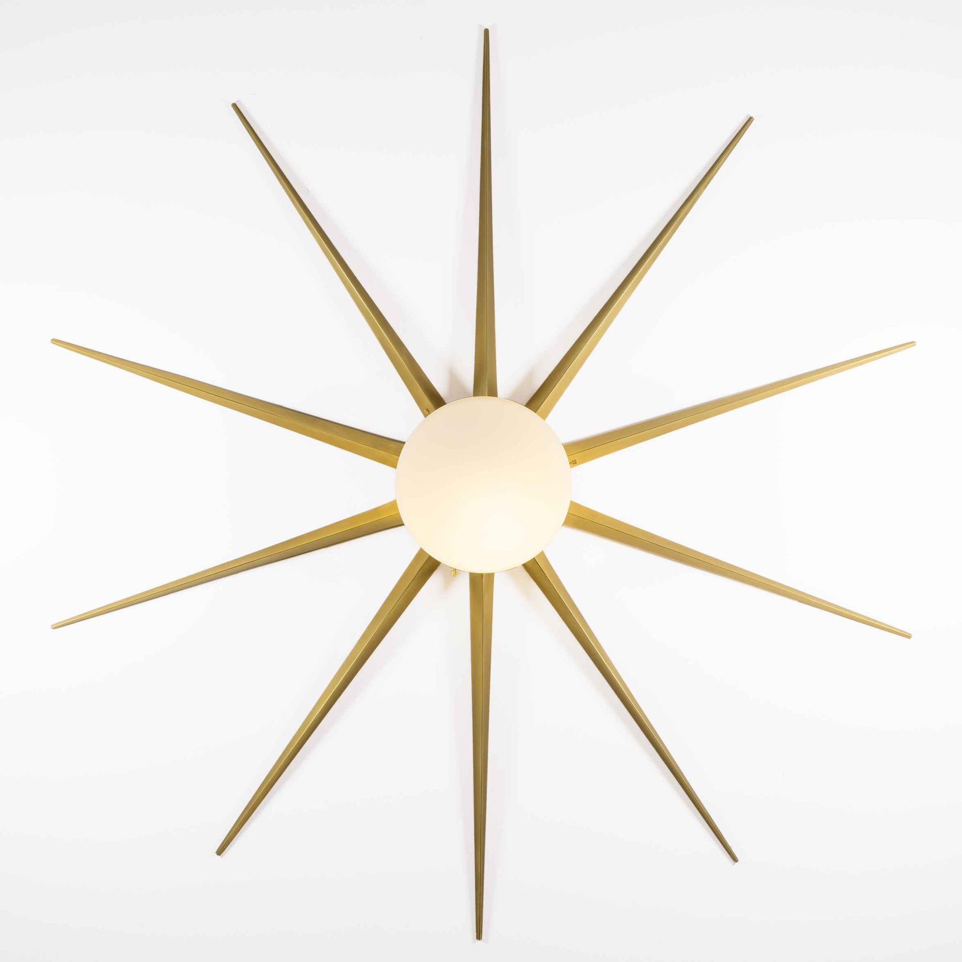 Design for Macha Solare Fireworks Ceiling or Wall-Mounted Chromed Lucid Ten-Armed Brass Lamp