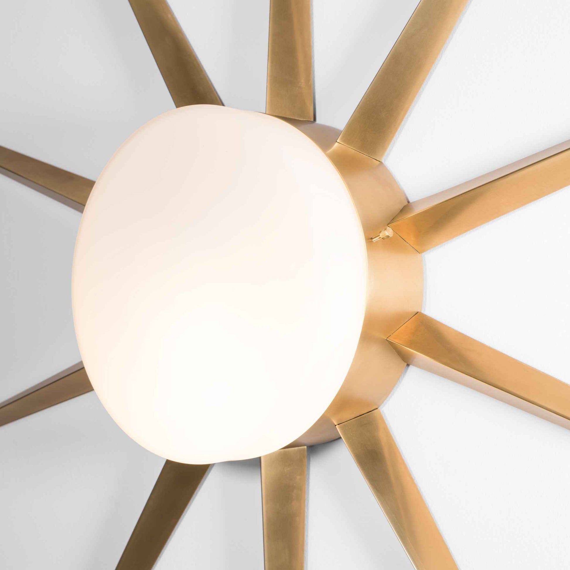 Design for Macha Solare Fireworks Ceiling or Wall-Mounted Unpolished Balanced Ten-Armed Brass Lamp