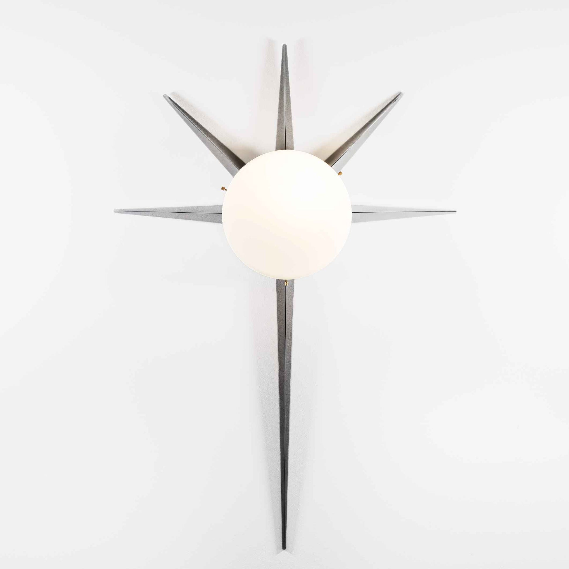 Design for Macha Solare Palm Ceiling or Wall-Mounted Bronze Six-Armed Brass Lamp