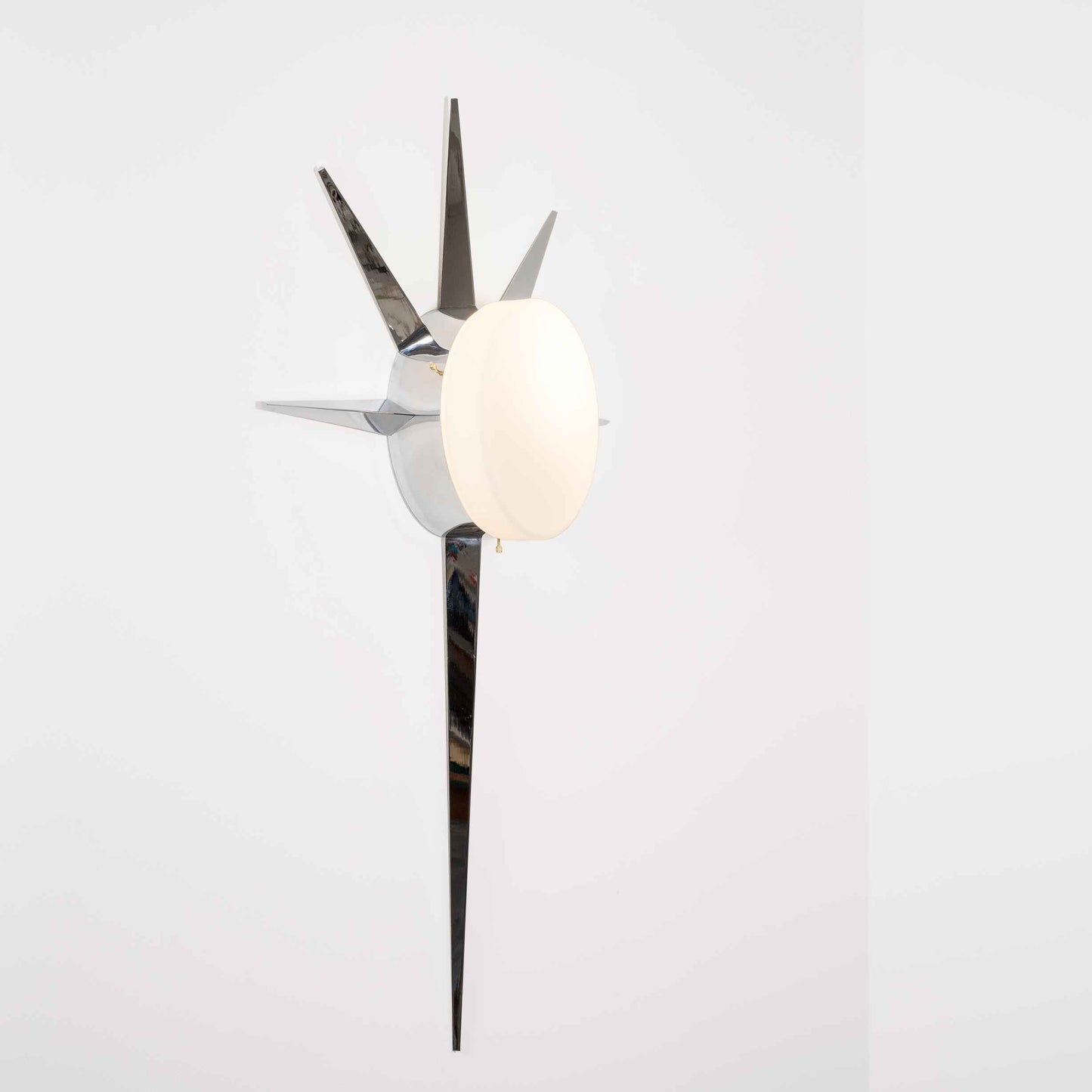Design for Macha Solare Palm Ceiling or Wall-Mounted Chromed Lucid Six-Armed Brass Lamp