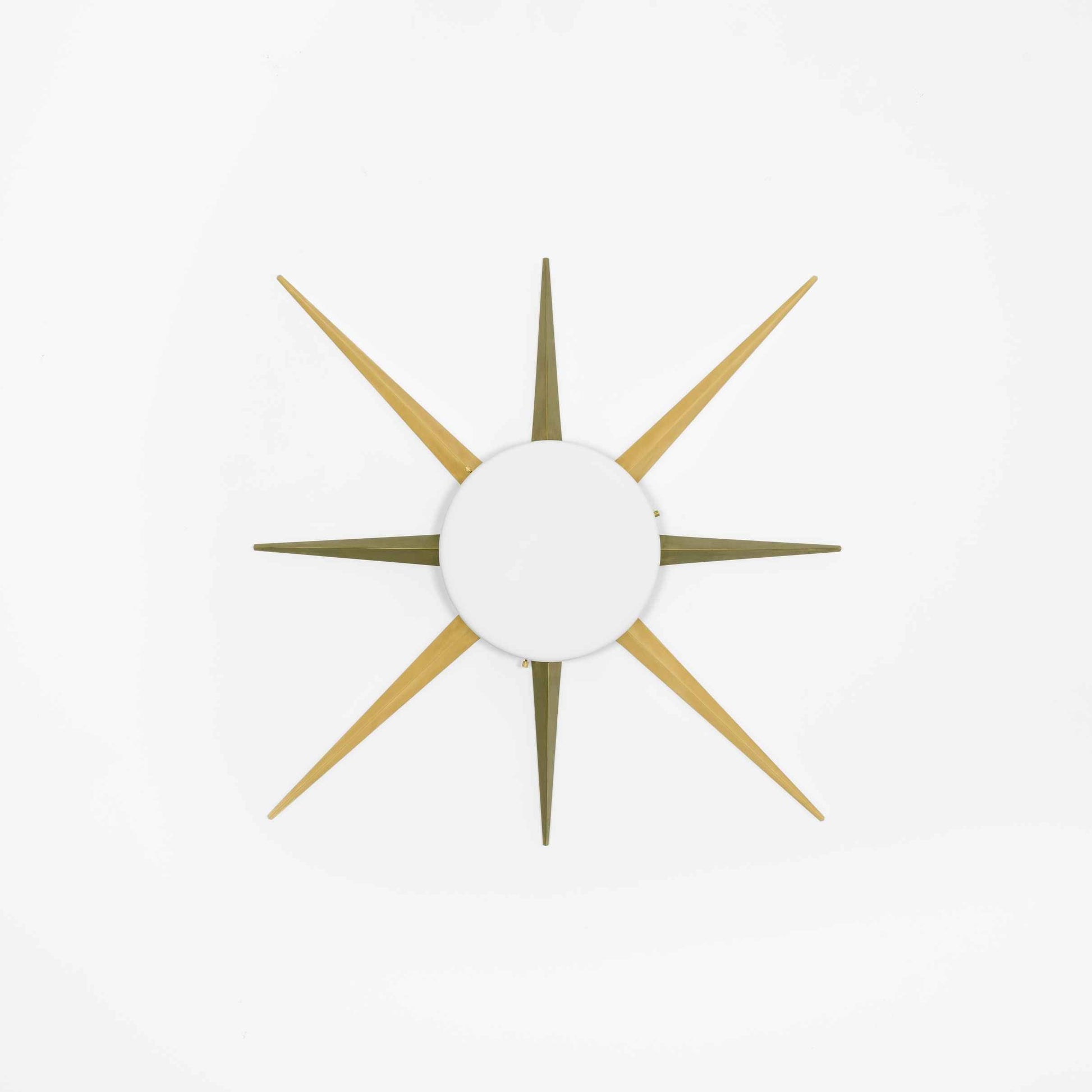 Design for Macha Solare Windrose Ceiling or Wall-Mounted Unpolished Lucid Eight-Armed Brass Lamp