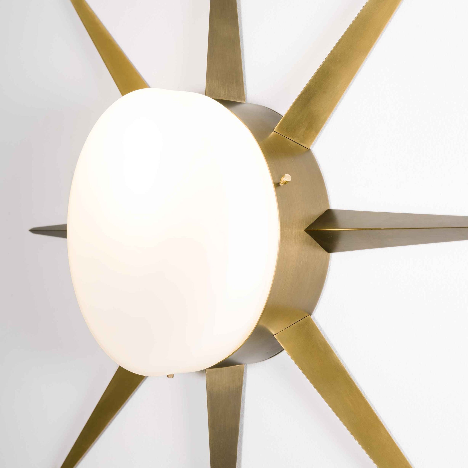 Design for Macha Solare Windrose Ceiling or Wall-Mounted Unpolished Lucid Eight-Armed Brass Lamp