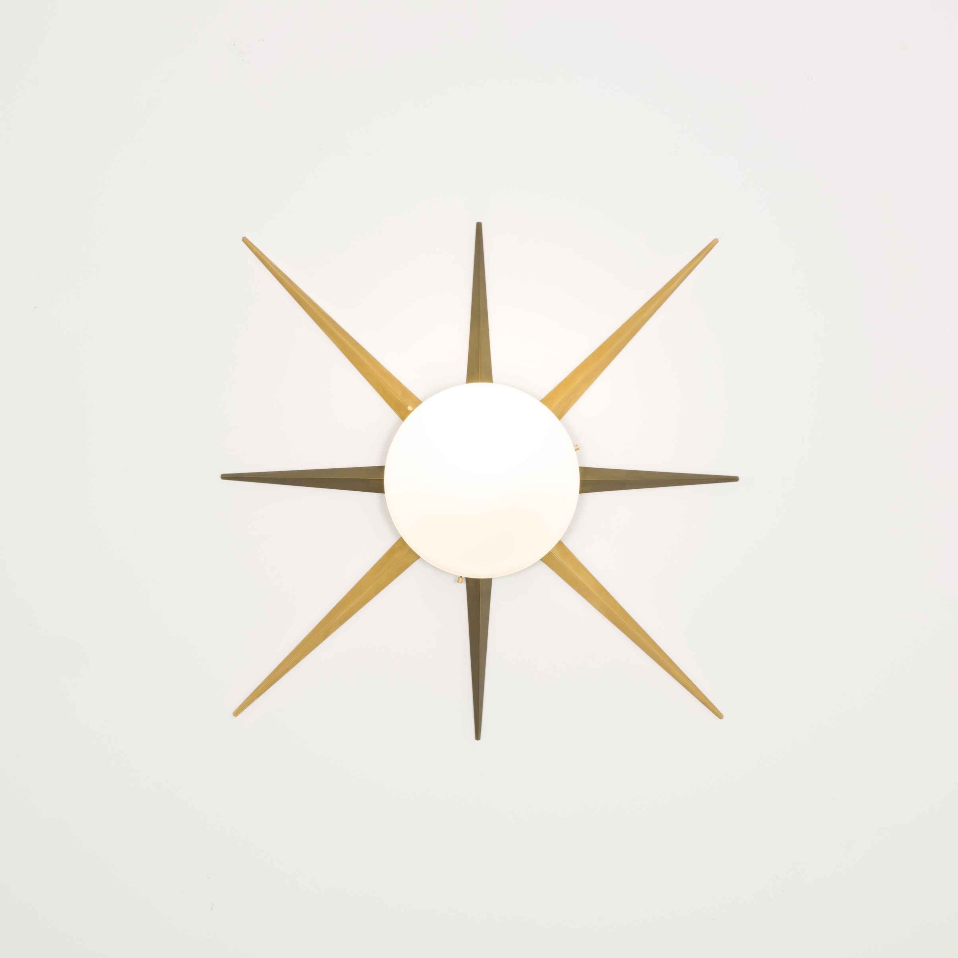 Design for Macha Solare Windrose Ceiling or Wall-Mounted Unpolished Opaque Eight-Armed Brass Lamp