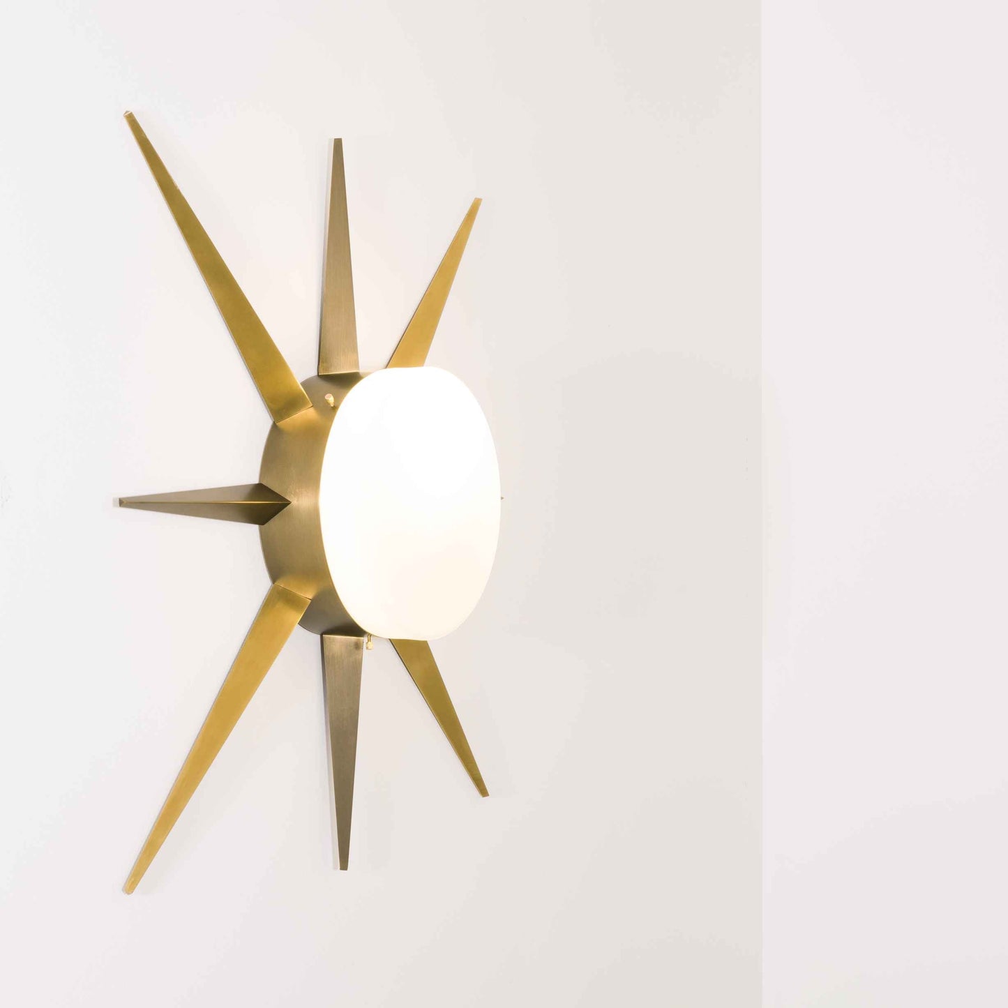 Design for Macha Solare Windrose Ceiling or Wall-Mounted Unpolished Opaque Eight-Armed Brass Lamp