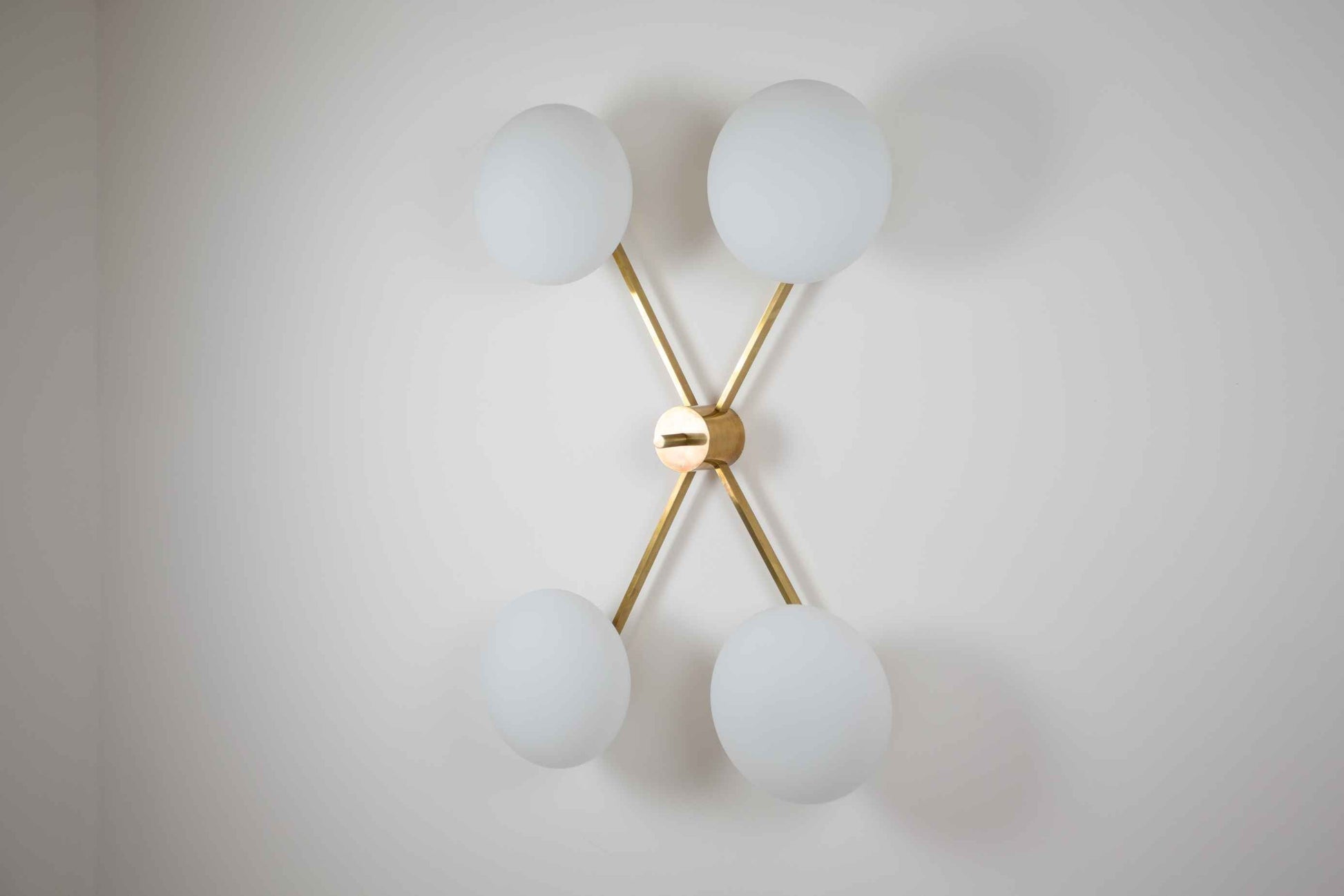 Design for Macha Stella Butterfly Ceiling or Wall-Mounted Chromed Opaque Four-Armed Brass Lamp