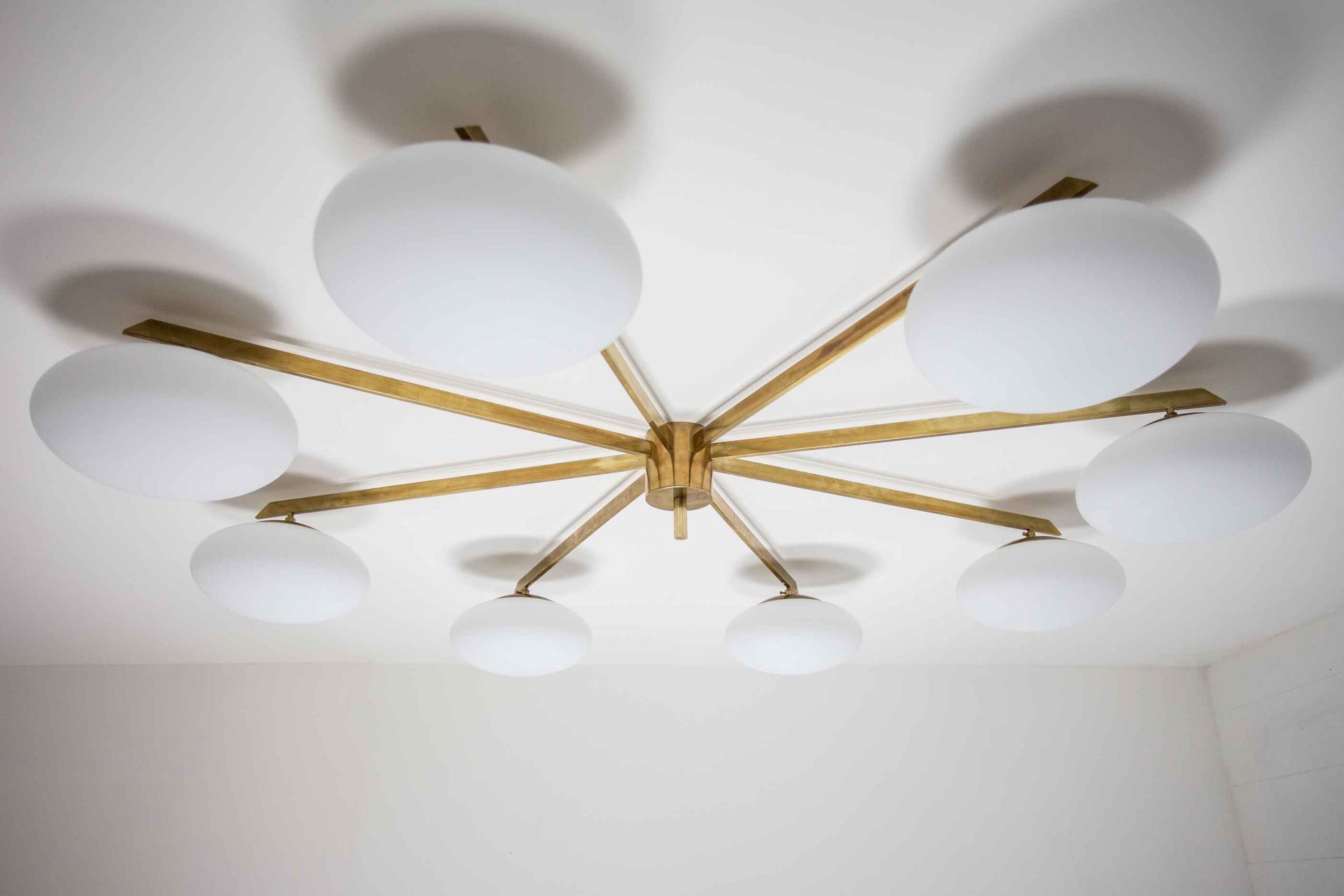 Design for Macha Stella Canopy Ceiling or Wall-Mounted Bronze Eight-Armed Brass Lamp
