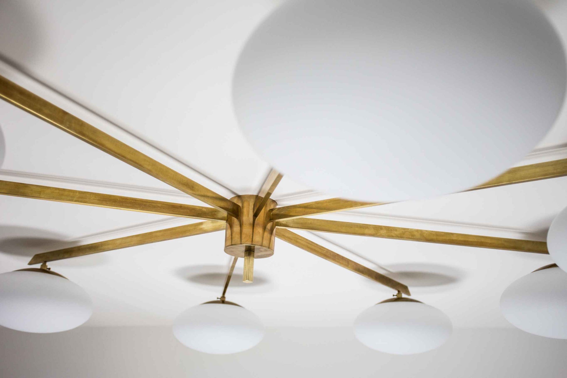 Design for Macha Stella Canopy Ceiling or Wall-Mounted Chromed Lucid Eight-Armed Brass Lamp