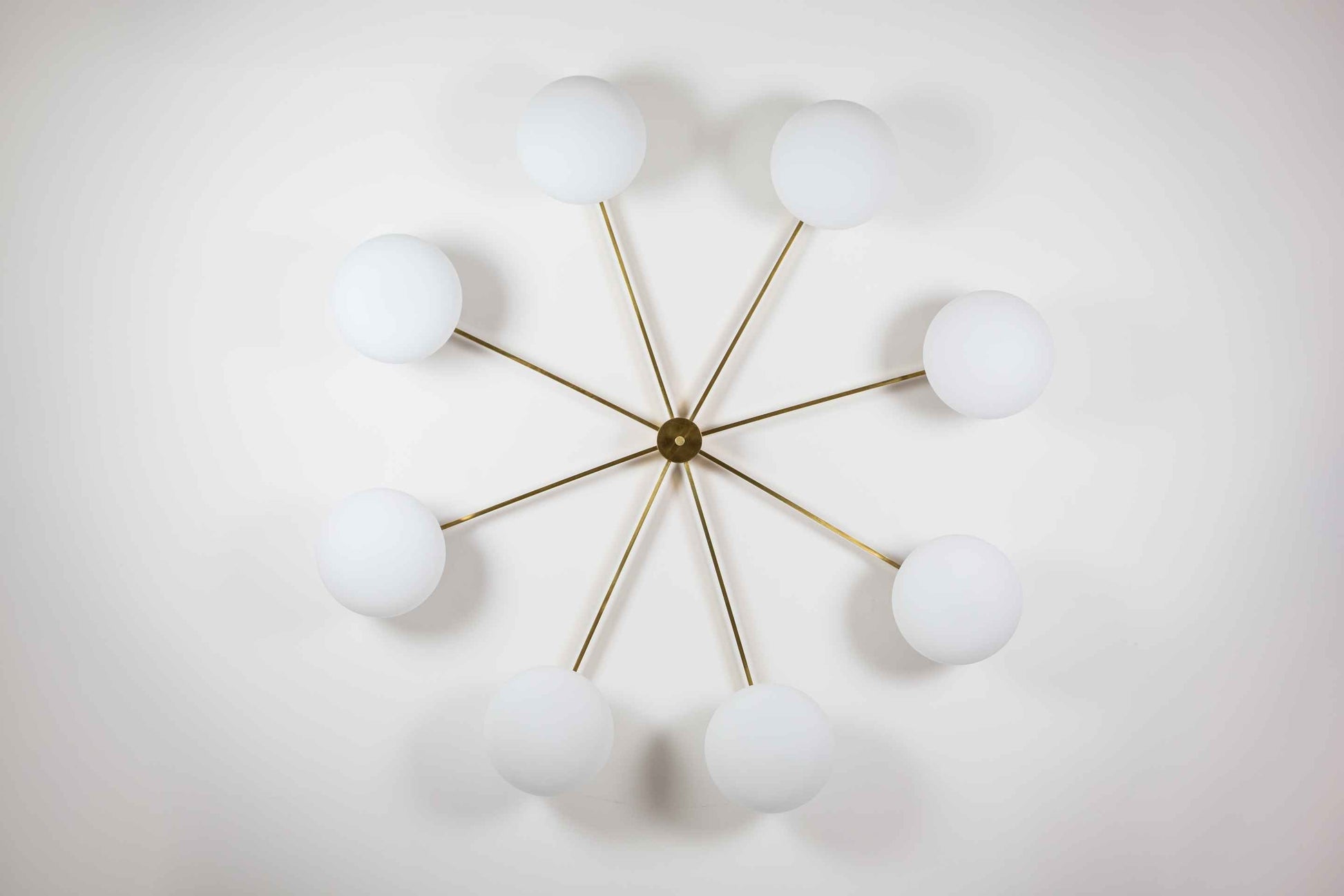 Design for Macha Stella Canopy Ceiling or Wall-Mounted Unpolished Opaque Eight-Armed Brass Lamp