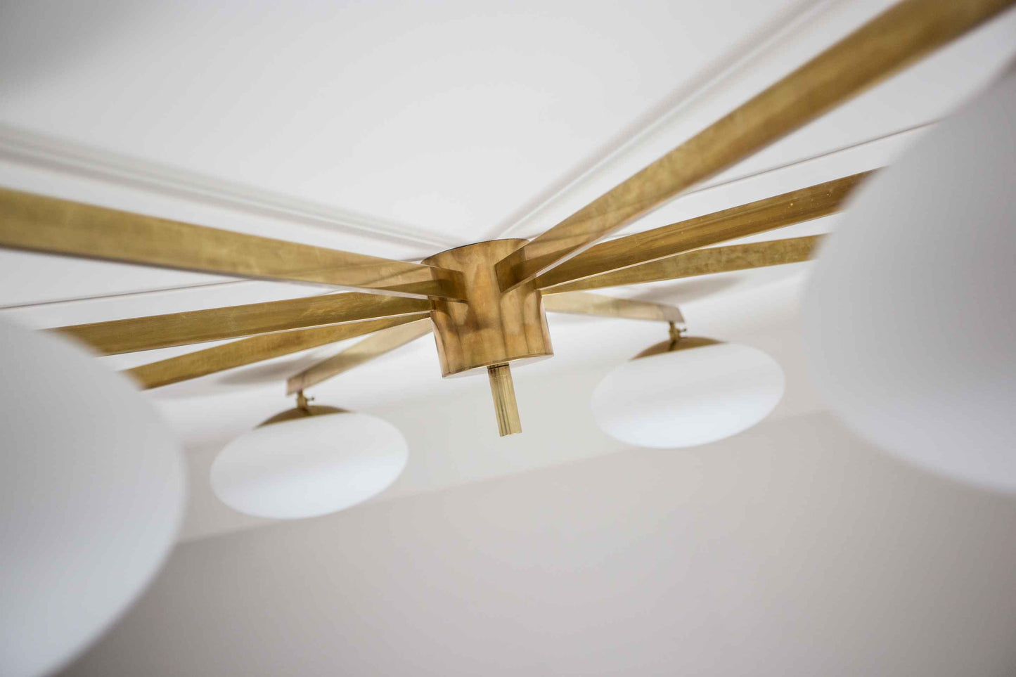 Design for Macha Stella Cosmos Ceiling or Wall-Mounted Unpolished Lucid Ten-Armed Brass Lamp