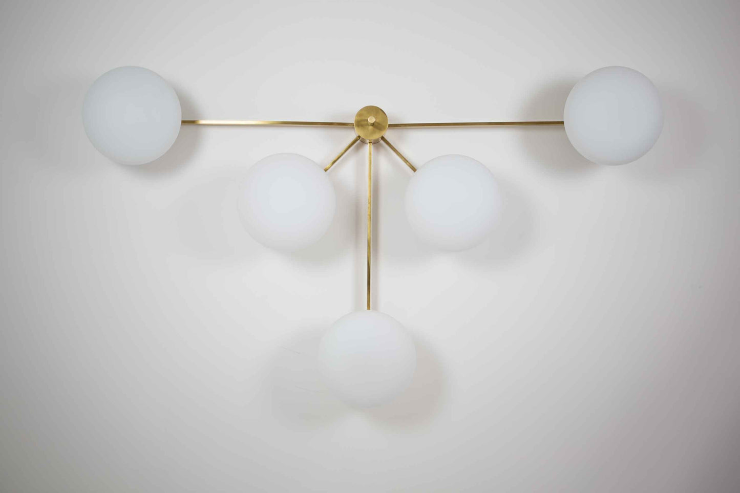 Design for Macha Stella Fan Ceiling or Wall-Mounted Blackened Five-Armed Brass Lamp