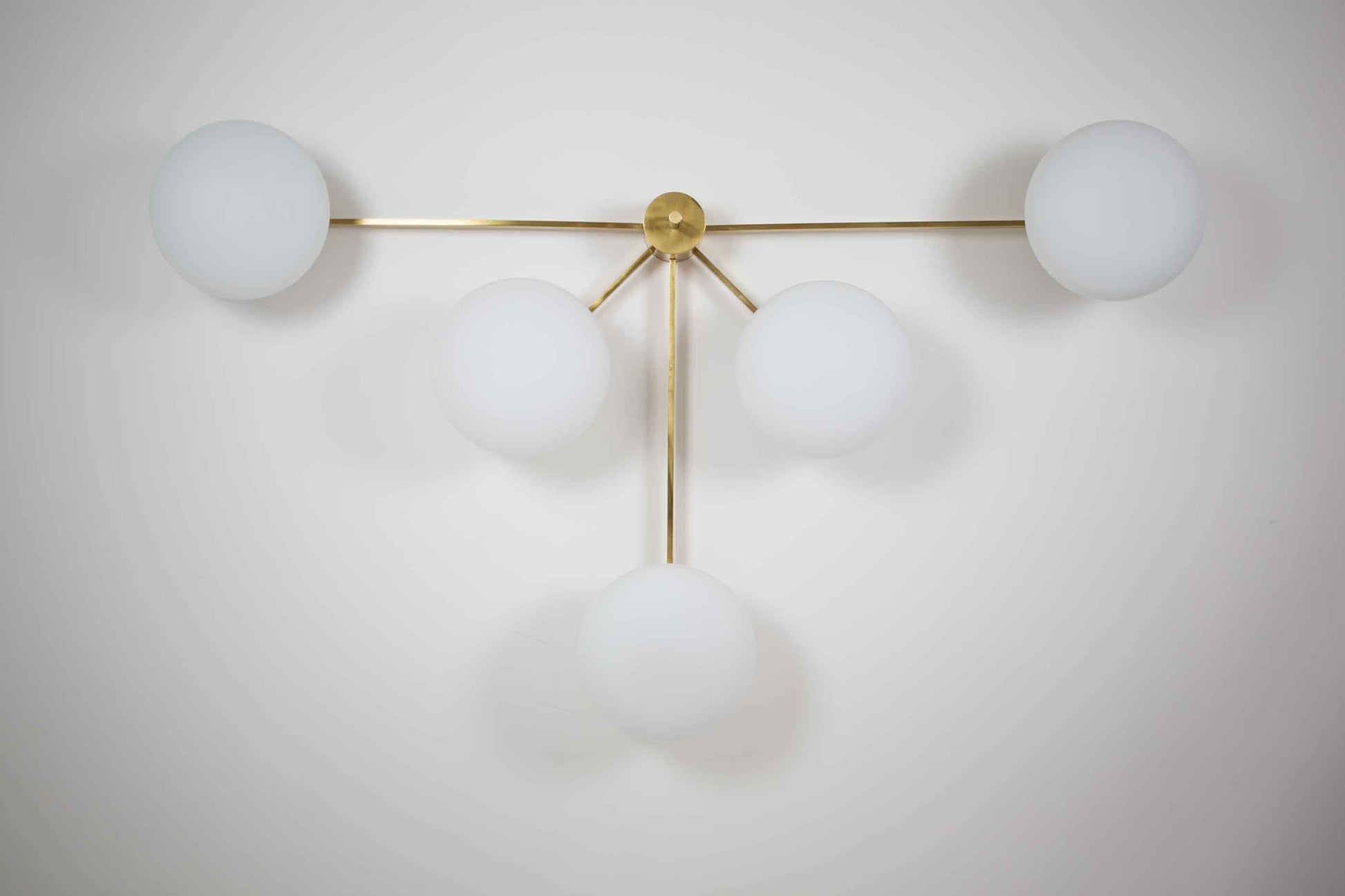 Design for Macha Stella Fan Ceiling or Wall-Mounted Chromed Lucid Five-Armed Brass Lamp