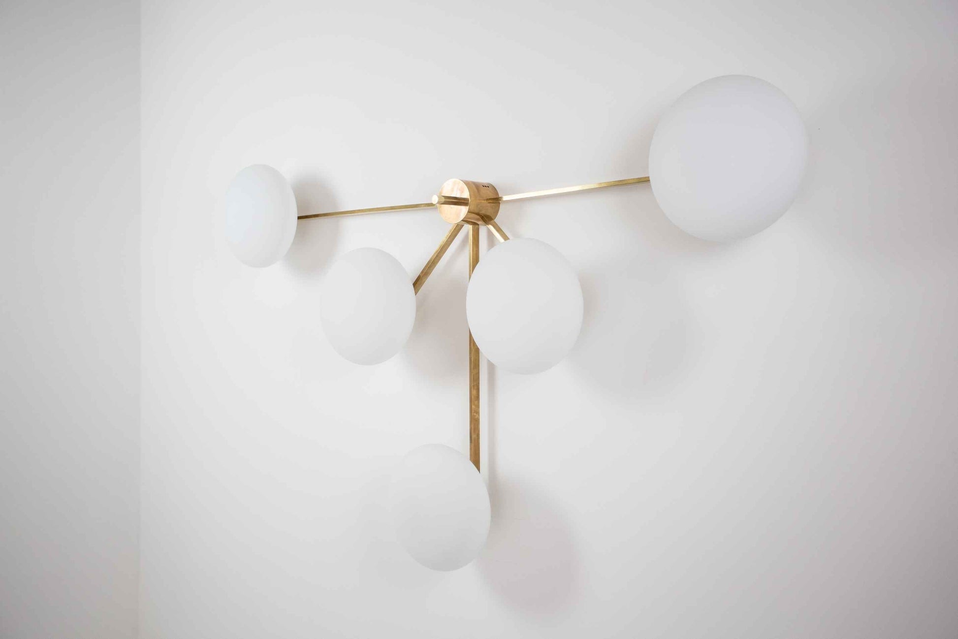 Design for Macha Stella Fan Ceiling or Wall-Mounted Polished Five-Armed Brass Lamp