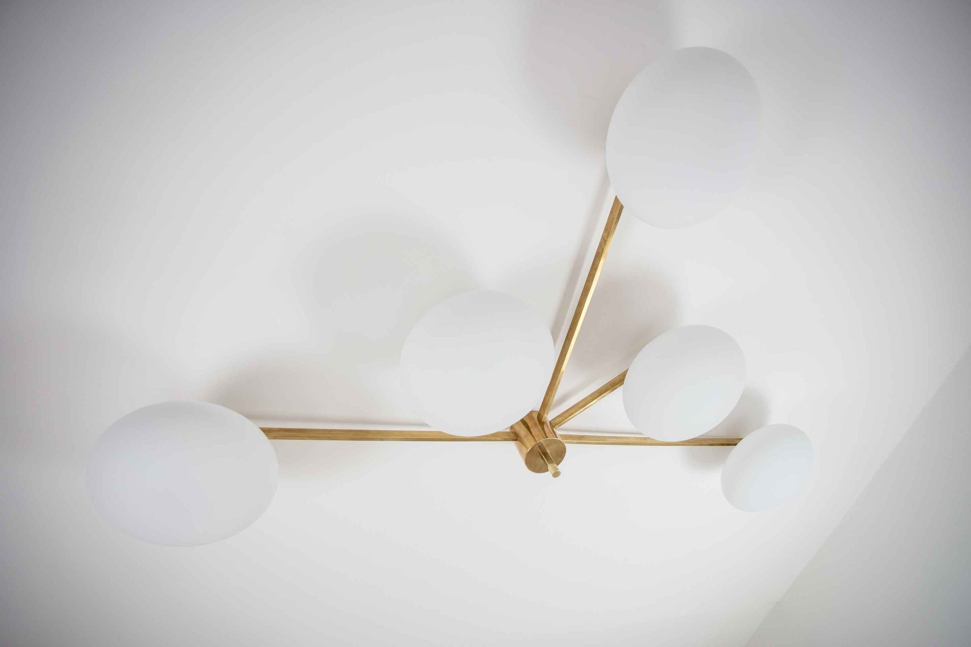 Design for Macha Stella Fan Ceiling or Wall-Mounted Unpolished Balanced Five-Armed Brass Lamp