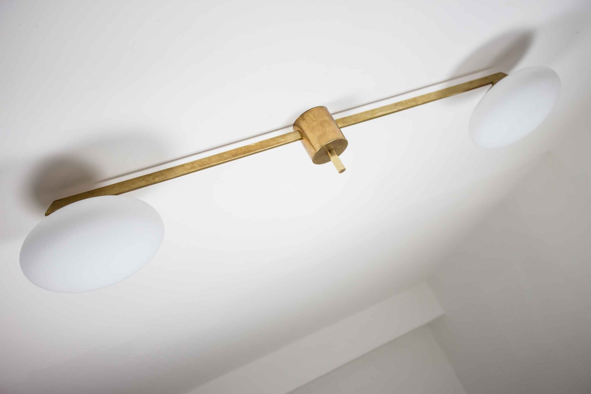 Design for Macha Stella Snooker Ceiling or Wall-Mounted Chromed Opaque Two-Armed Brass Lamp