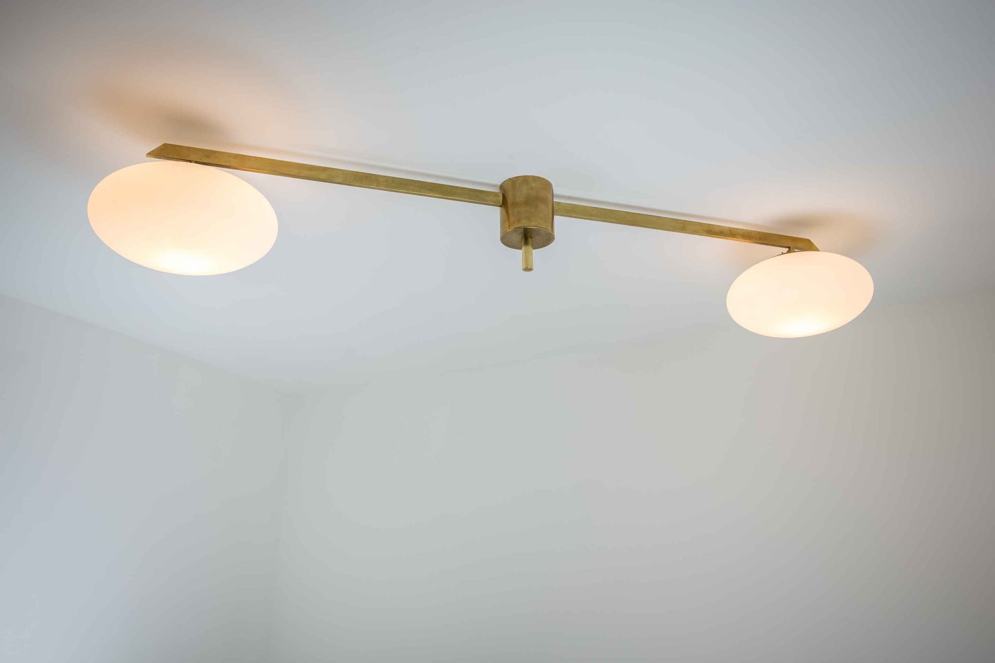 Design for Macha Stella Snooker Ceiling or Wall-Mounted Unpolished Balanced Two-Armed Brass Lamp