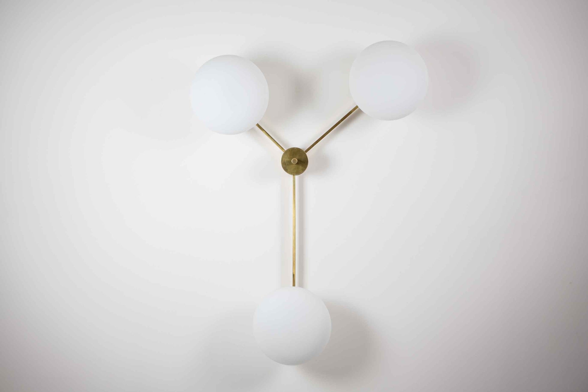 Design for Macha Stella Triennale Ceiling or Wall-Mounted Blackened Three-Armed Brass Lamp