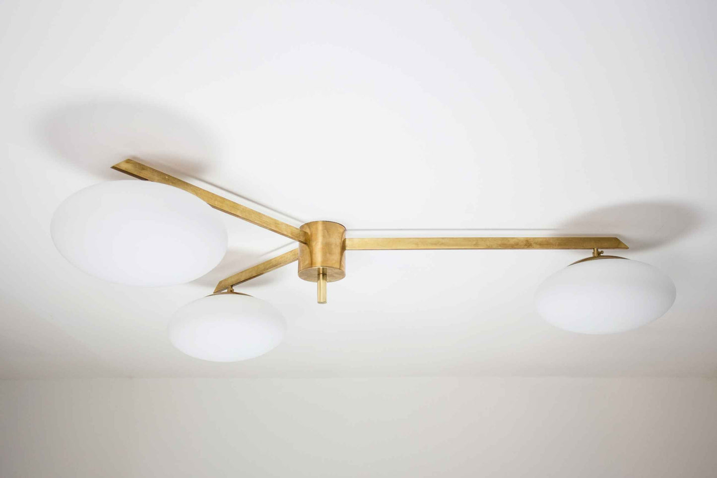 Design for Macha Stella Triennale Ceiling or Wall-Mounted Blackened Three-Armed Brass Lamp