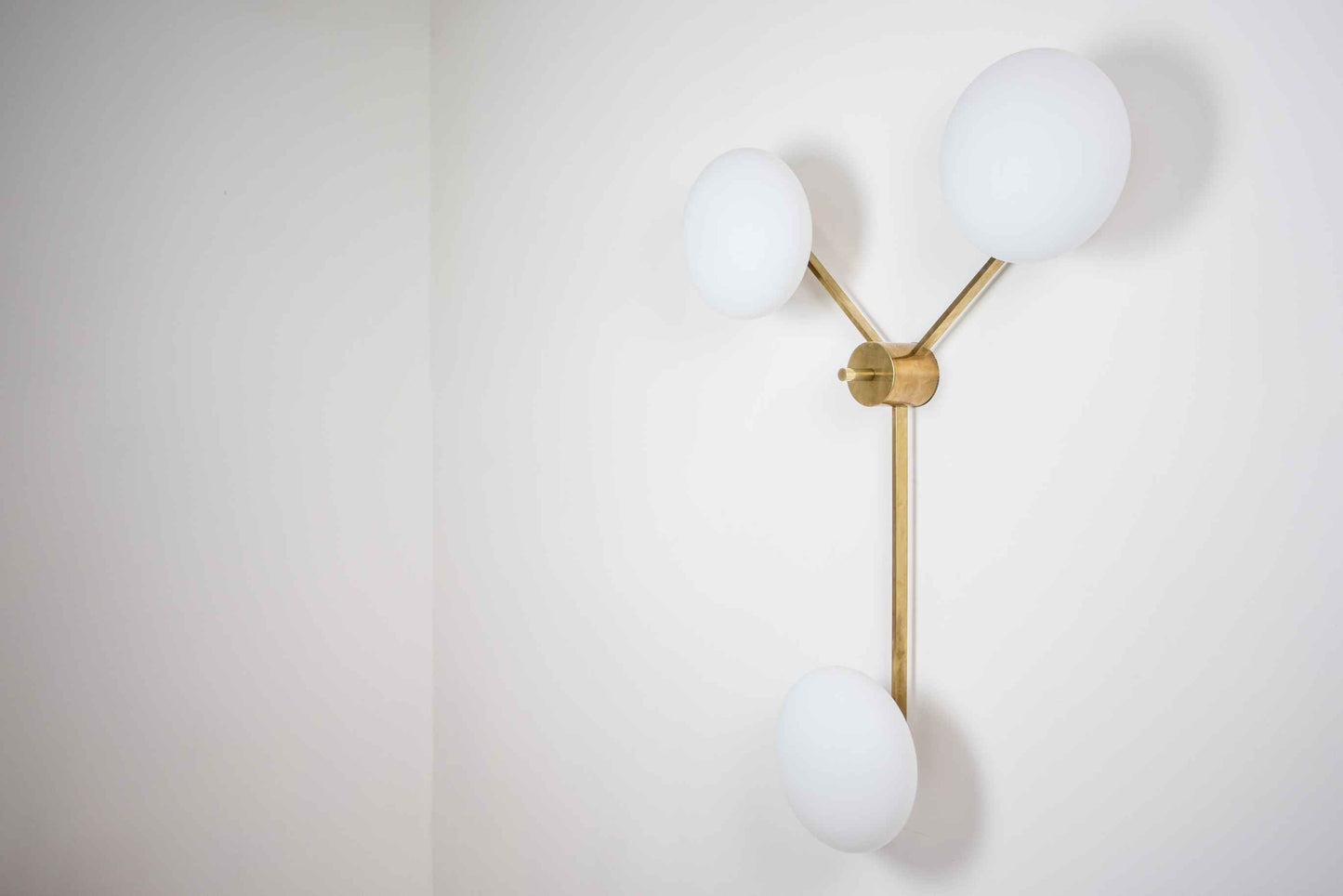 Design for Macha Stella Triennale Ceiling or Wall-Mounted Polished Three-Armed Brass Lamp