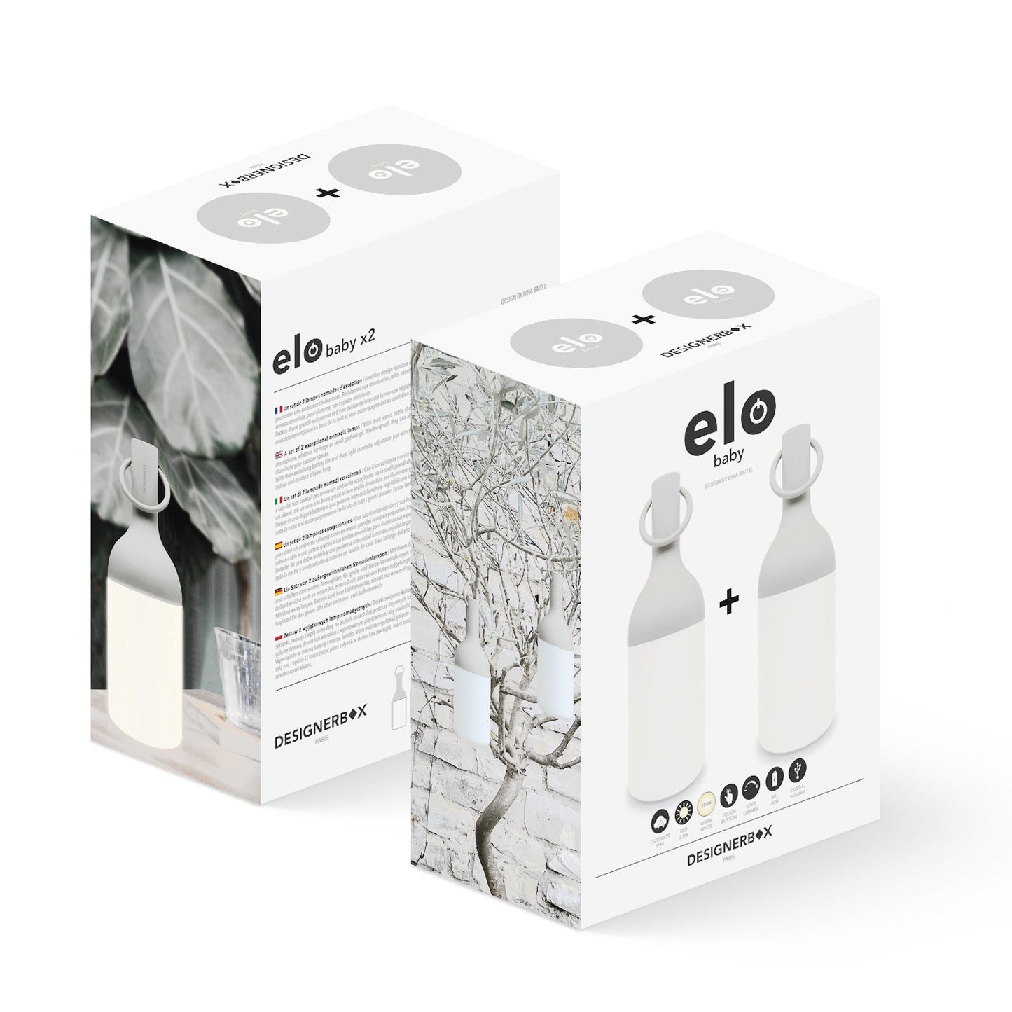 DesignerBox ELO Baby Duo 9" White Rechargeable LED Table Lamp Set of 2