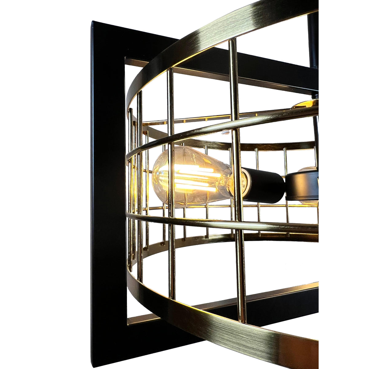 EQ Light Akbal 20" Black & Gold 3-Light Drum Chandelier