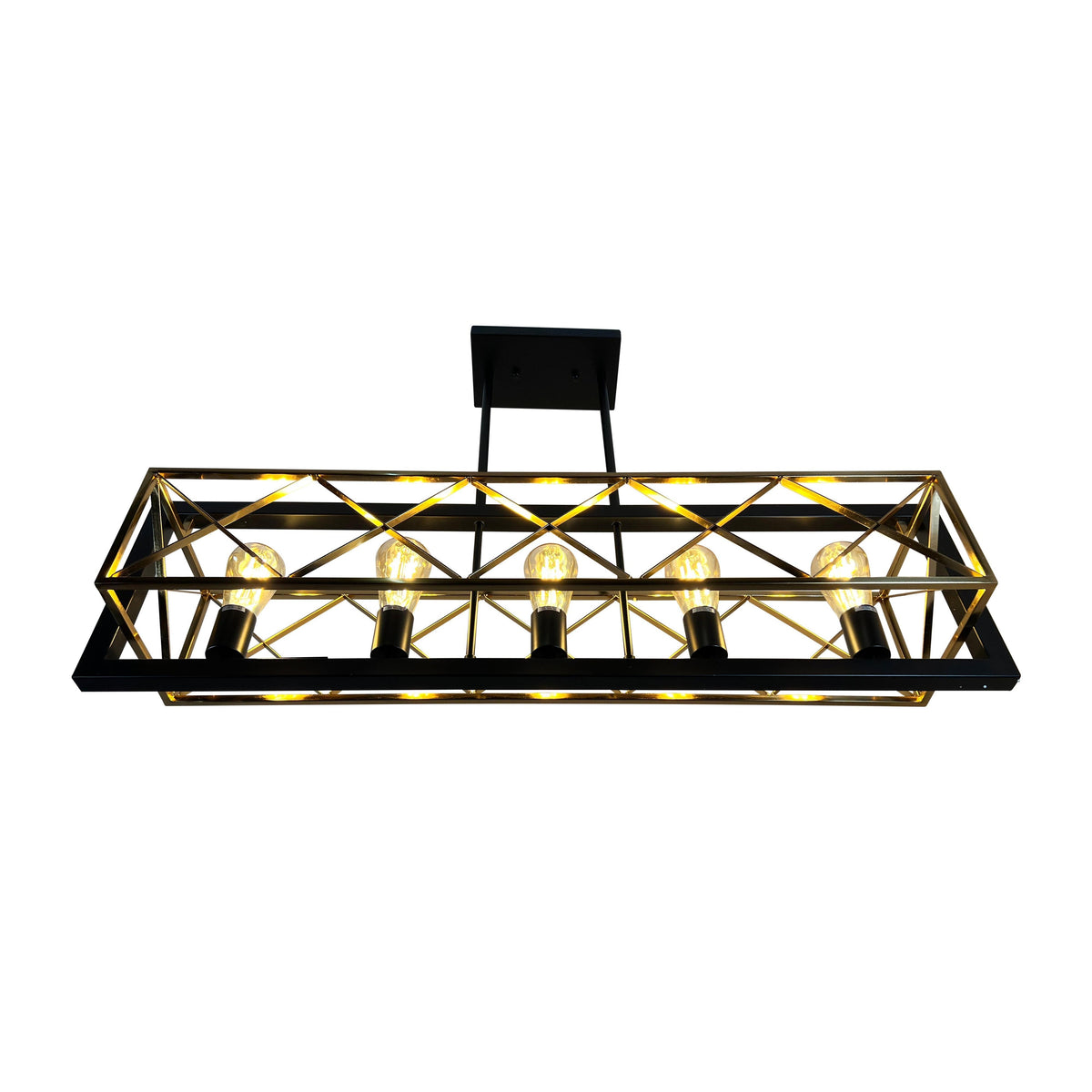 EQ Light Akbal 40" Black & Gold 5-Light Island Pendant