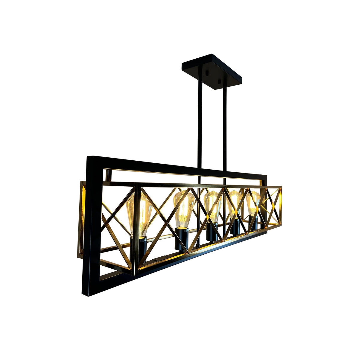 EQ Light Akbal 40" Black & Gold 5-Light Island Pendant