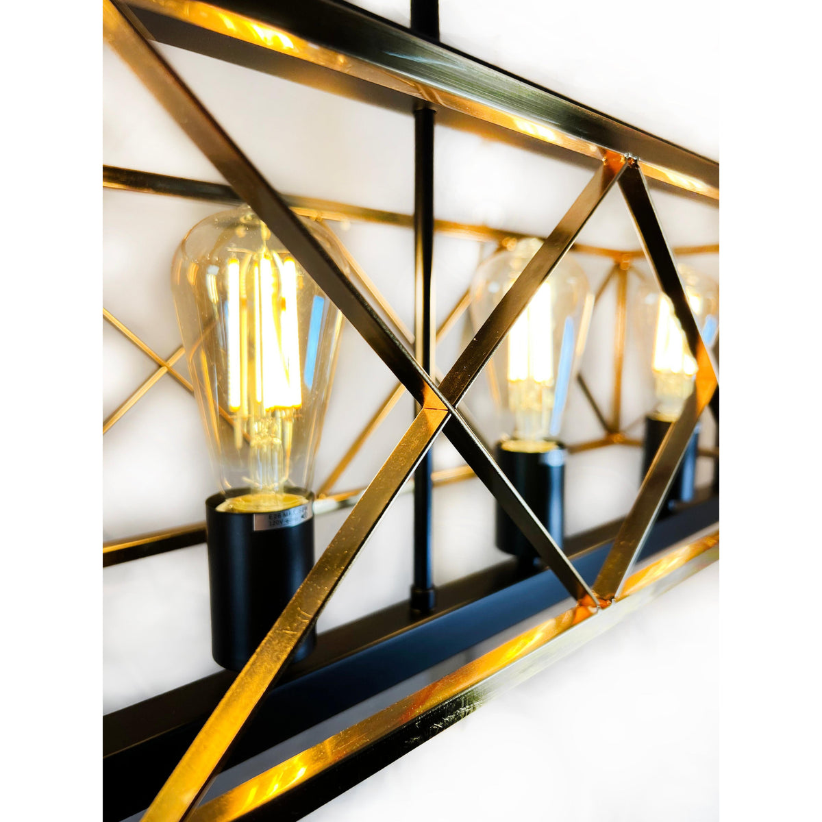 EQ Light Akbal 40" Black & Gold 5-Light Island Pendant
