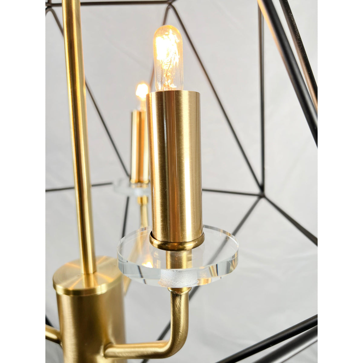 EQ Light Amaite 16" Black & Gold 3-Light Geometric Chandelier
