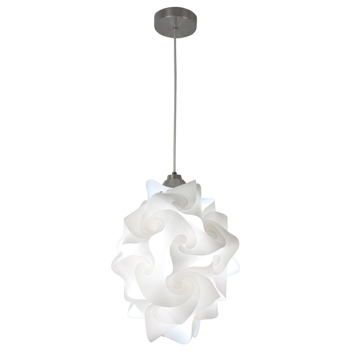 EQ Light Chi 12" White Modern Geometric Medium Pendant Light