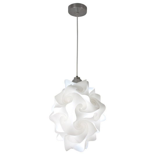 EQ Light Chi 12" White Modern Geometric Medium Pendant Light