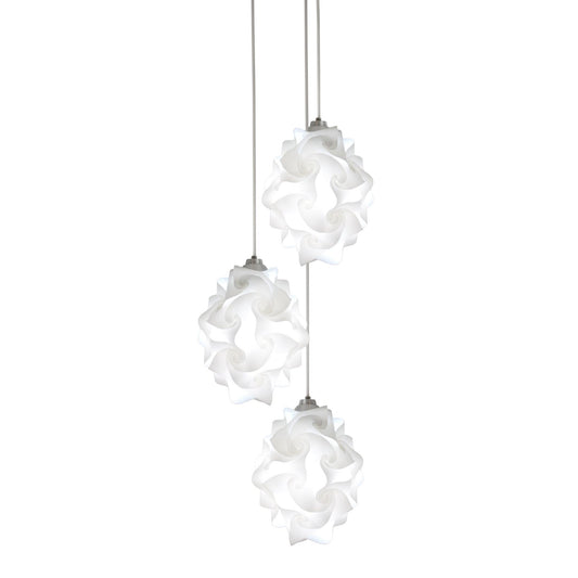 EQ Light Chi 9" White 3-Light Modern Geometric Pendant Light