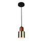 EQ Light Cozumel 4" Satin Brass Cylindric Mini Pendant Light With Wood Elements