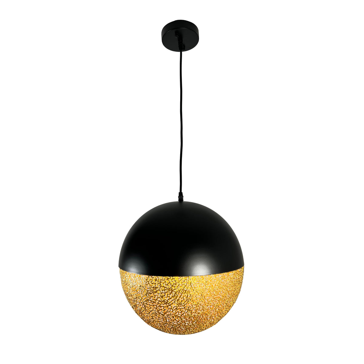 EQ Light Iktan 15" Black & Gold Globe Pendant