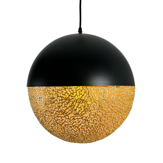 EQ Light Iktan 15" Black & Gold Globe Pendant