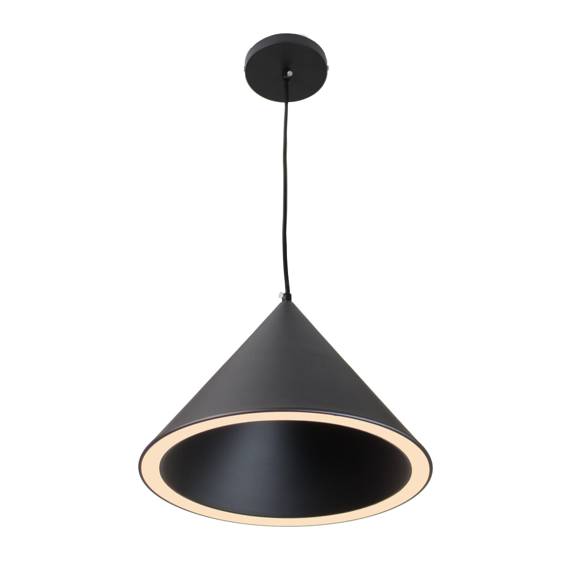 EQ Light Itayetzi 12" Black Cone LED Pendant Light