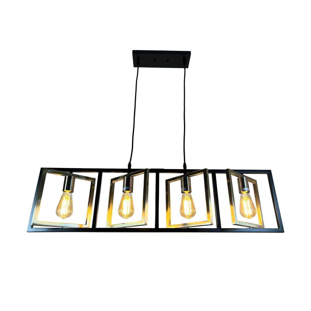 EQ Light Itzae 40" Black & Satin Brass 4-Light Island Pendant