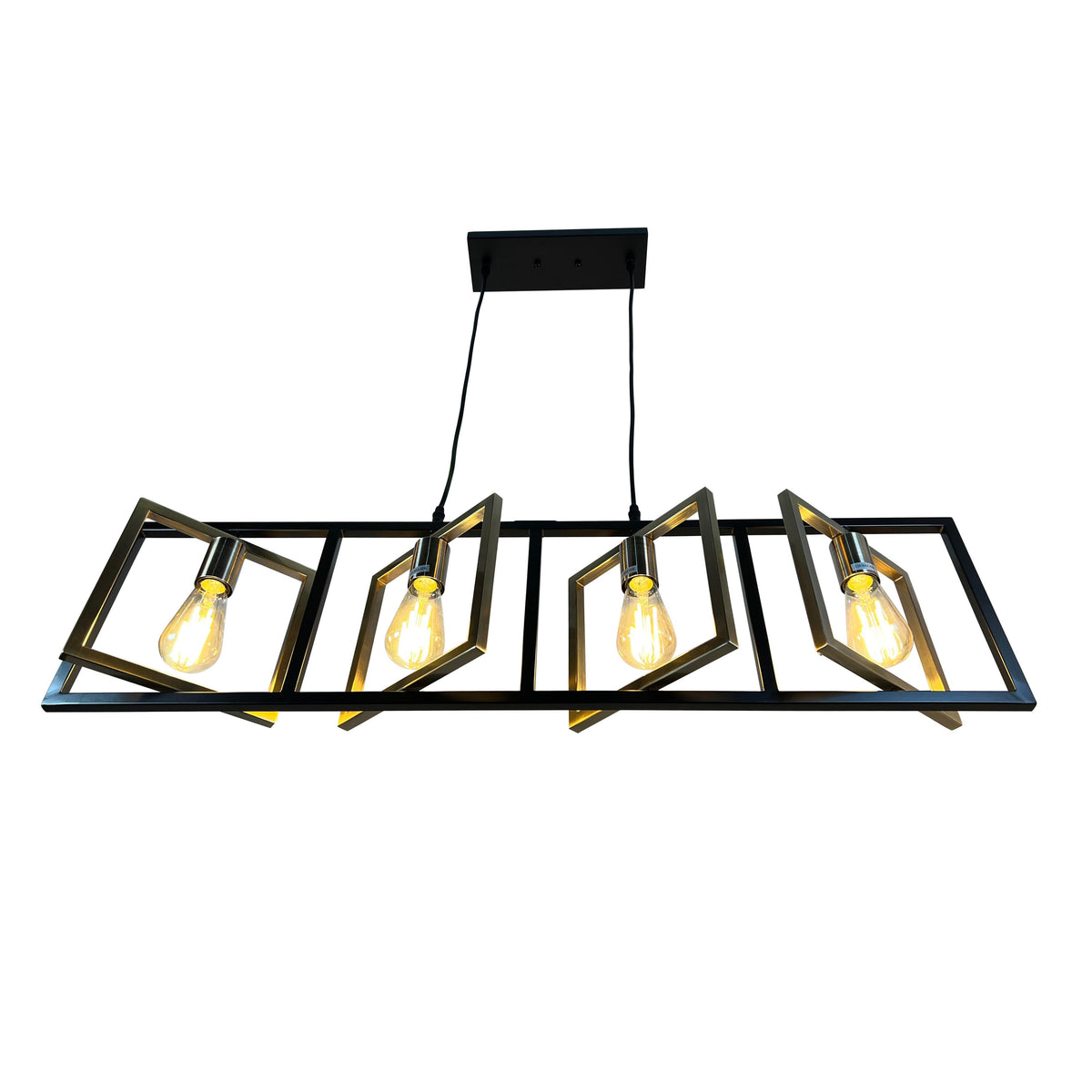 EQ Light Itzae 40" Black & Satin Brass 4-Light Island Pendant