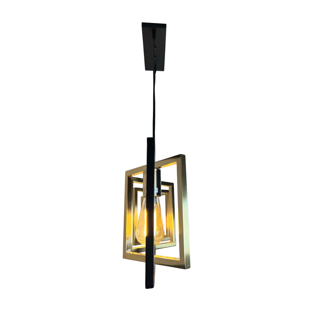 EQ Light Itzae 40" Black & Satin Brass 4-Light Island Pendant