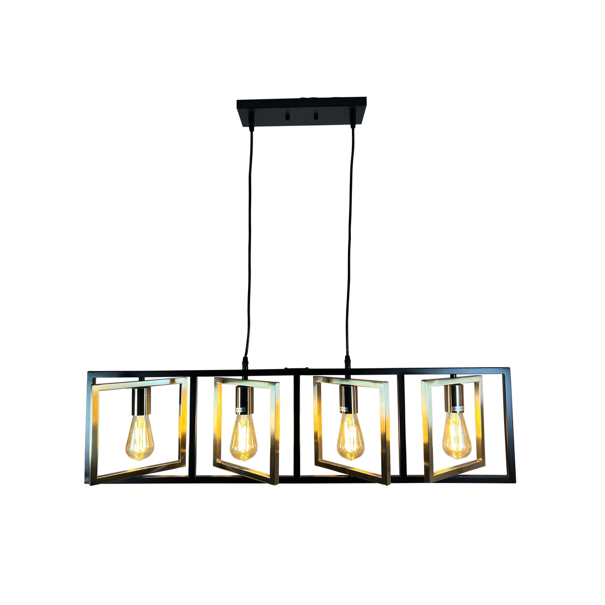 EQ Light Itzae 40" Black & Satin Brass 4-Light Island Pendant
