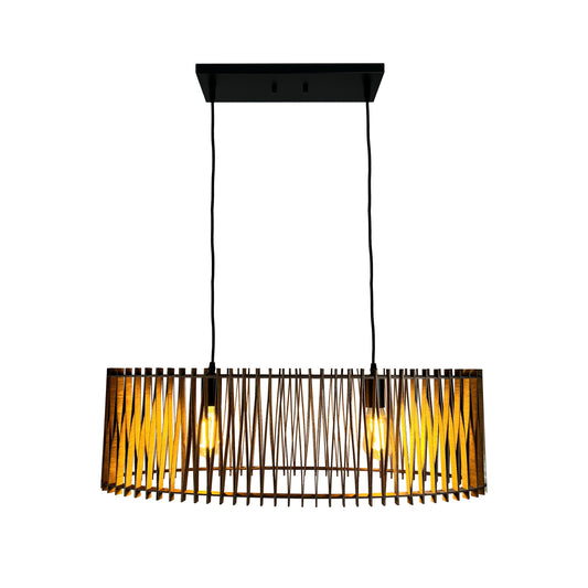 EQ Light Itzanami 33" Bamboo Pendant Light With Cage Shade