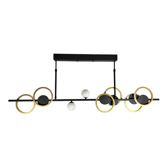 EQ Light Itzayana 56" Matte Black & Gold 2-Light Integrated LED Island Pendant Light