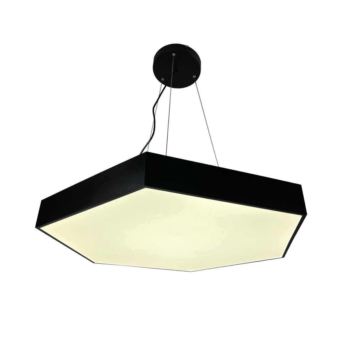EQ Light Itze 44" Black 162-Watt Integrated LED Hexagonal Pendant