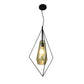 EQ Light Itzia 13" Black Rhombus Pendant Light With Amber Glass Shade